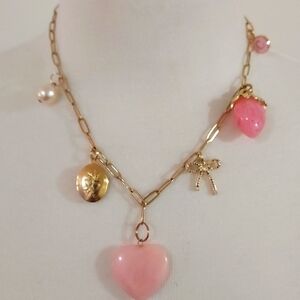 Custome gold plated charm necklace locket works